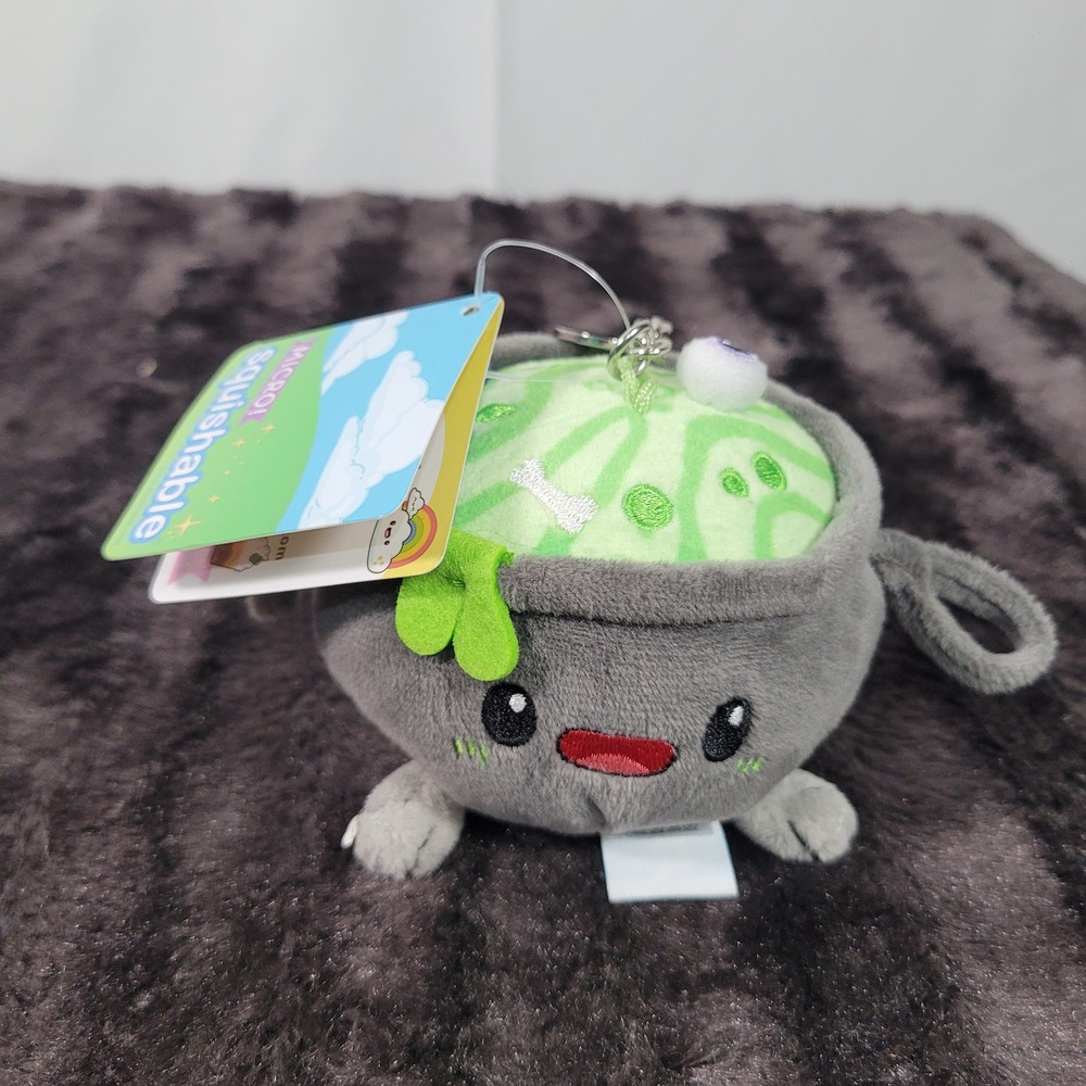 Squishable Micro Cauldron Plush Keychain Grey Green Halloween Brew NWT